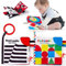 hahaland Kontrastkarten Baby Spielzeug 0 3 6 Monate, Schwarz Weiß Kontrasten Baby Buch für Neugeborene, Soft Bilderbuch Stoffbuch mit Spiegel, Kinderwagen Visuelle Stimulieren Babybuch Geschenk 2PCS