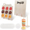 Grantop 2 Stück Holz Donut Wand mit 2 Stück Holz Donut Tower Ständer Set, Donut Wand Donut Ständer mit 40 Spitzenbackpapier, Donut Ständer für Hochzeit, Geburtstagsfeier, Süßigkeitenwagen, Party