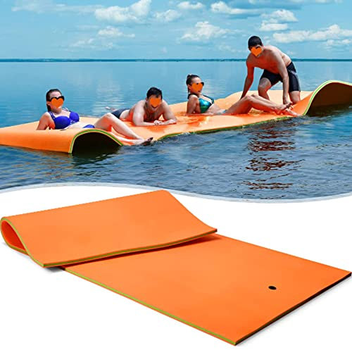 Floating Water Pad Mat, Bouncy Tear-Resistant 3-Layer XPE Foam, Roll-Up Floating Island River Rafts for Pool Lake Ocean Boat for Adults and Kids,Orange,1.8mx1.5mx3.3cm