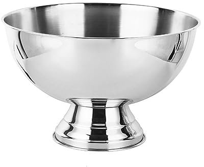 ZYFAB Stainless Steel Champagne Bucket Punch Bowl, Ice Bucket for Parties Metal Wine Bowl with Base Large Ice Bowl for Wine Beer Home Bar,Silver