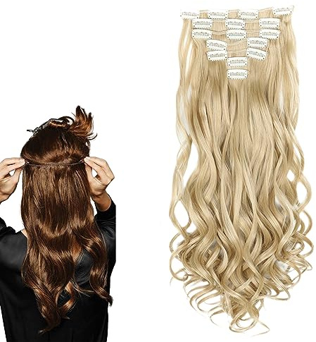 prinfantasy Clip in Extensions Haarverlängerung Haarteil wie Echthaar Glatt Aschbraun, MW088