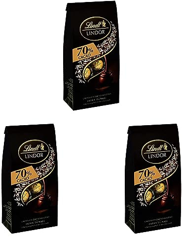 Lindt Schokolade LINDOR Kugeln 70% Kakao Extra Dunkel | 137 g Beutel | ca. 10 Kugeln feinherbe Edelbitter Schokolade mit zartschmelzender Füllung | Pralinen-Geschenk | Schokoladen-Geschenk