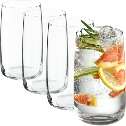 KADAX Trinkgläser, 480ml Cocktailgläser aus robustem Glas, Spülmaschinenfeste Longdrinkgläser, Universalgläser, Getränkegläser für Wasser, Saft, Drinks oder Whisky (4 x 480ml)