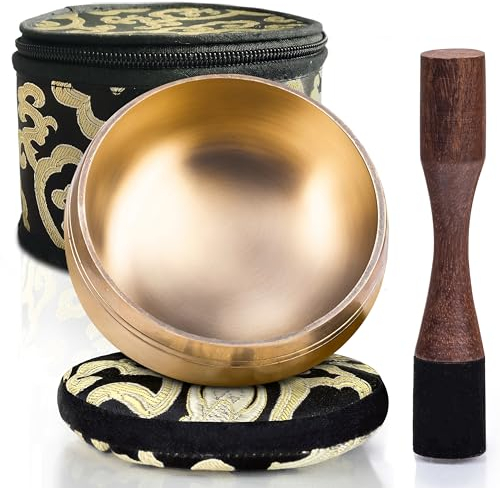 Silent Mind - Bol Tibétain Chantant pour la Purification et la Méditation - Inclut un Maillet avec Prise en Main Type Crayon, Coussin et Boîte de Rangement