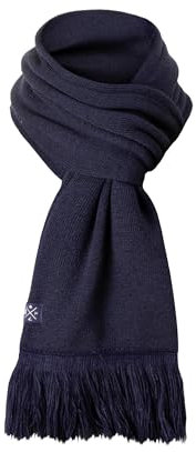 Manufaktur13 Fringe Scarf - Strickschal mit Fransen, Langschal, gestrickt, Fransenschal, Winterschal für Damen und Herren geeignet (Navy)