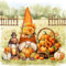 20 Servietten Herbst Gartenwichtel mit Kürbisse als Tischdeko. Papierservietten mit Motiv. Auch für Decoupage und Serviettentechnik 33x33cm