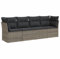 vidaXL Garten Sofa Garnitur 4-TLG., Gartenmöbel Set mit Kissen Stauraum, Sitzgruppe für Garten Terrasse, Modular Gartensofa Lounge, Grau Poly Rattan