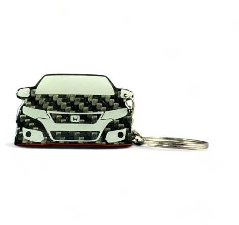 Civic Type R Fk2 Schlüsselanhänger aus echter Kohlefaser, Weiss/opulenter Garten, Small