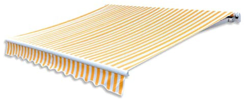 Gecheer Tela per Tenda da Sole, 3x2,5 m, Giallo e Bianco, Strisce, Modern, Poliestere