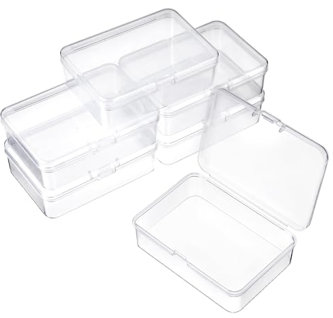 Cobee Aufbewahrungsbox Klein, 6 Stück Box mit Deckel 8.5x6.1x2.6cm, Mini Kunststoff Klar Perlen Aufbewahrung Behälter für Schmuck Schrauben