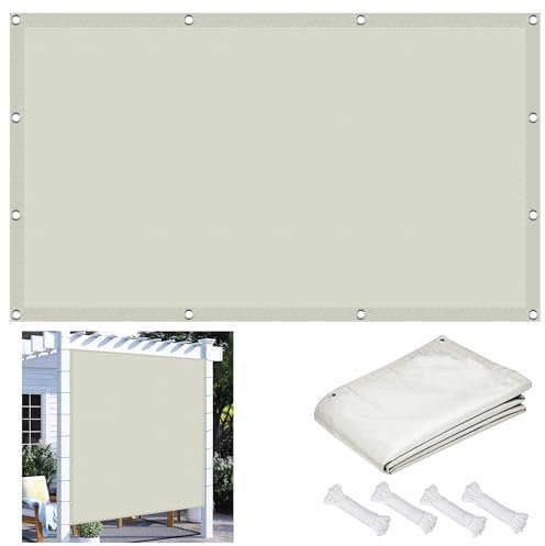 Vela Ombreggiante 280 x 300 cm Tenda da Sole per Esterno, Impermeabile Rettangolare con Occhielli, Protezione Raggi UV 98%, per Giardino Terrazzo e Campeggio, Avorio