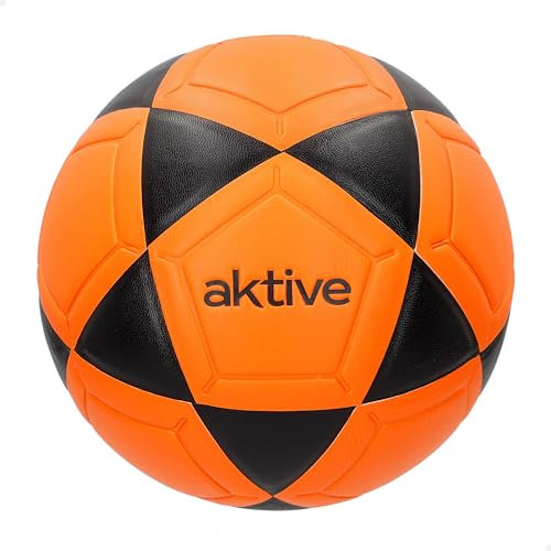 AKTIVE Balón de fútbol Sala PVC, 230-250 Gramos, D18 cm, Talla 3, Color Naranja y Negro, Resistente y Duradero, Óptimo para Entrenamiento al Aire Libre, Deportes, Pelota, Balones Futbol (54202)