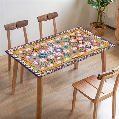 Morbuy Tovaglia Antimacchia Stampa con Elastico Rettangolare,Lavabile Tovaglia da Tavolo con Bordo Elastica,per Esterno,Patio,Cucina Protezione Tavolo (Modello 7,140x80cm)