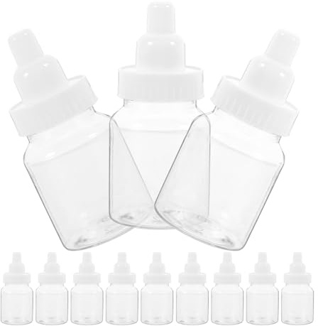 Ciieeo Milk Bottle Candy Box 3.54 Inch Clear Plastic Party Candy Packaging Container for Baby Shower Wedding Birthday Favors Set of 12