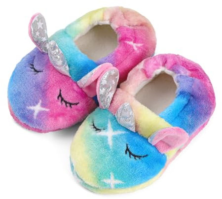 MASOCIO Pantofole Bambina Invernali Peluche Ciabatte Bimba Femmina Inverno Casa Babbucce Antiscivolo Taglia 24 25 Animale Multicolore 3