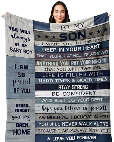 Yesbird Sohn-Geschenke, Geburtstagsgeschenke für Sohn, an meinen Sohn, Überwurfdecke, 150 x 130 cm, Sohn-Geschenke von Mama/Papa, Teenager-Jungen, Geschenk für Sohn, Geburtstag, Abschluss,