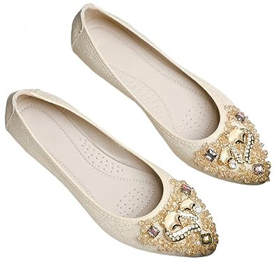Glitzernde Schuhe für Damen, spitze, weiche Sohle, modisch, vielseitig, Feen-Einzelschuhe, Ffice Schuhe für Damen, gold, 41 EU