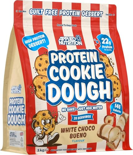 Applied Nutrition Protein Cookie Dough 1kg – High Protein Snack, Over 22g of Protein Per Serving, Ready-to-Eat– Low Calorie, Healthy Treat (1kg – 25 Servings) (White Choco Hazelnut)