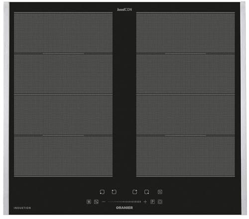 Oranier Flächen-Induktion 60 cm FLI560 mit Slider-Bedienung - quadratisches autarkes Induktionskochfeld mit Kochfeld-Seitenleisten aus Edelstahl
