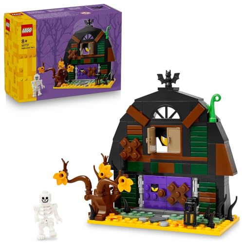 LEGO Halloween Scheune - Kinder Spielzeug mit Skelett Minifigur - Bauset mit Fledermaus, Flasche, Lampe und weiterem Zubehör - Geschenk für Jungen und Mädchen ab 8 Jahren - 40721