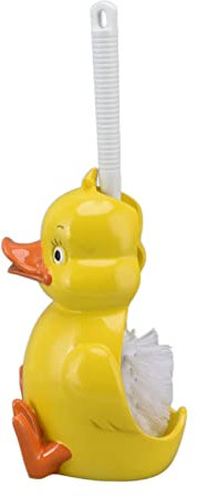 Akozon Cute Yellow Duck Toilet Brush with Holder - No Dead Angle Bathroom Tool - Cartoon Toilet Brush for Home Use