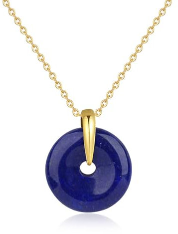 COAI Collier Argent 925 Femme Or, Pendentif Pi Chinois, Collier Lapis Lazuli Femme