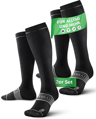 ZEBRAX® Kompressionsstrümpfe Damen & Herren [Gr. 35-47] zur Förderung der Performance I Gepolsterte Stützstrümpfe für schmerzfreies Joggen uvm. I Atmungsaktive Kompressionsstrümpfe Herren