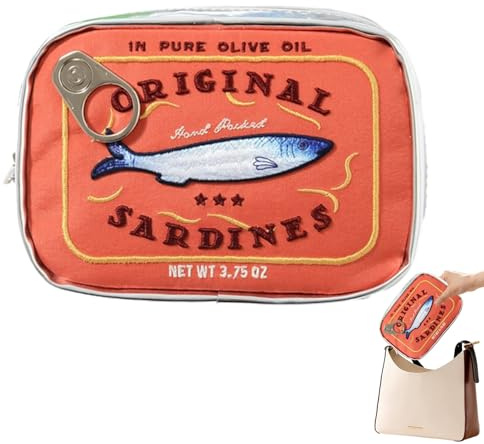 Toildern Reisebeutel - Kosmetik Organizer Bag | Funny Conted Sardine Design ästhetischer Aufbewahrungstasche für Hautpflege, Lidschatten, Shampoo, Make -up -Essentials, kompakter Reisebereichereigner