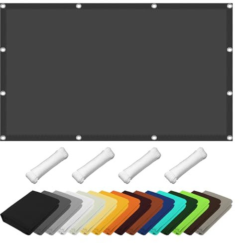 Schattiernetz mit Ösen 170 x 260 cm Witterungsbeständig Rechtwinklig Markise inkl Befestigungsseile für Garten Camping, Dunkelgrau