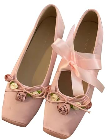 cfpqv Ballerinas Damen Mary Jane halbschuhe Ballett Spitzenschuhe Ballettschläppchen Tanzschuhe Elegant Ballerina Flache Schuhe Trainings Schläppchenschuhe Abendschuhe Kleid Schuhe Damenschuhe