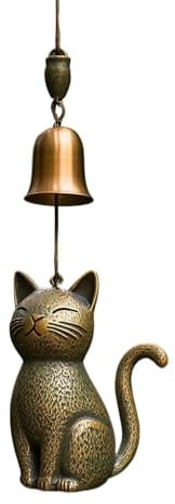 Tiere Windspiel Kinder, Katze Windspiel für Draußen, Kupfer Klangspiel Elegante Tierfiguren mit Glöckchen, Garten Dekoration Hängende Korridor Decor