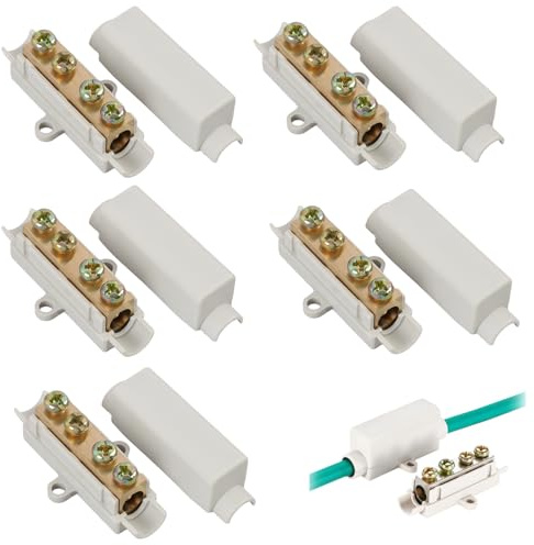 5 Pezzi Morsettiera in Ottone con Doppia Vite, Guscio ABS Ignifugo per Cavi da 2,5 a 16 mm², Scatola di Giunzione 1000 V 100 A, Connettori Sicuri e Affidabili per Applicazioni Elettriche ZK-1116