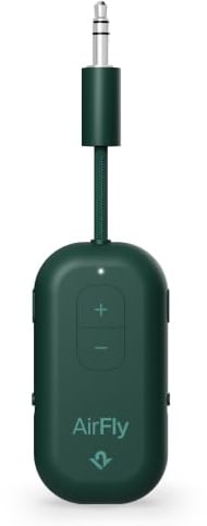 Twelve South AirFly Pro, Bluetooth Wireless Audio Transmitter, Evergreen | Bluetooth Adapter for AirPods/Headphones, 20+ Hr Battery, Works with 3.5mm aux Jacks on Airplanes, TVs, Gym Equipment, Travel