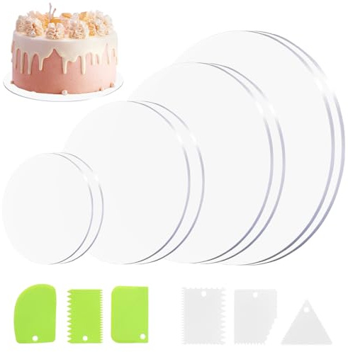 8 Stück Acryl Cake Board, 10/15/18/20 cm Transparent Tortenunterlage Rund