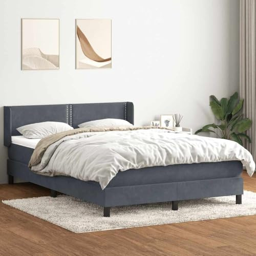 Tonture Boxspringbett mit Matratze, Dunkelgrau Samt, 160x220 cm, verstellbares Kopfteil, Taschenfederkern, Schlafzimmer Möbel