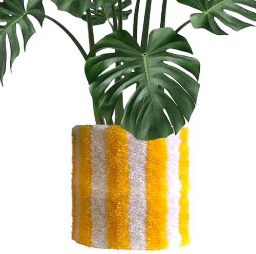 Cache Pot Fait Main en France, Ø 12cm/17cm/30cm, Terracotta/Bleu/Jaune (Jaune, 30 cm)
