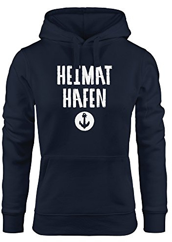 MoonWorks Damen Kapuzen-Pullover Heimat-Hafen Anker Hoodie