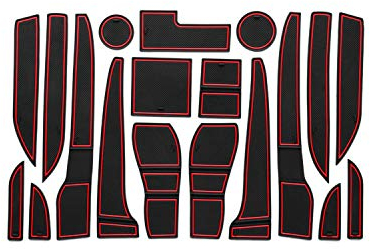 CDEFG für Mokka X Gummimatten Auto Innere Türschlitz rutschfest Anti-Staub Becherhalter Becher Gummi Matten Arm Box Aufbewahrungbox Pads Innenraum Zubehör (Rot)