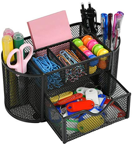 DODUOS Schreibtisch Organizer Stiftehalter mit 9 Fächern | Tisch-Organizer Metall | Desktop Stiftköcher Schwarz für Schule Zuhause Büro