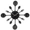 Timelike Reloj de pared de metal de 16 pulgadas para utensilios de cocina, cuchara, tenedor, reloj de pared creativo y moderno, decoración del hogar, reloj de pared de estilo antiguo (negro)
