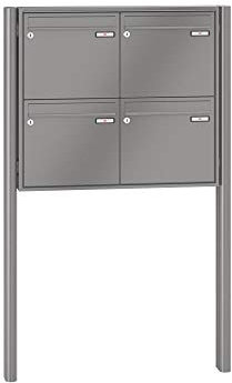 RENZ/Quadra / 4er Freistehende Briefkastenanlage Standbriefkasten/RAL-Farbe 9007 Volumen 12 L/zum Einbetonieren/Dein-Briefkasten.de