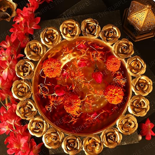 The Purple Tree Bella ciotola Urli fatta a mano per Diwali (confezione da 1, 30 cm), ciotola decorativa per fiori galleggianti e candele per la casa, ciotola tradizionale Urli, Diwali Urli, regalo per