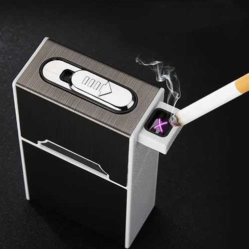 Etui mit Lichtbogen Feuerzeug Plasma Feuerzeug Geschenkartikel Geschenkidee (Anthrazit)
