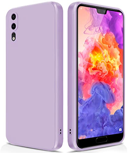 GiiYoon Hülle Kompatibel mit Huawei P20, Hochwertiges Liquid Silicone Case, Rundumschutz Handyhülle, Kratzfestes Weiches Mikrofaserfutter- Lila