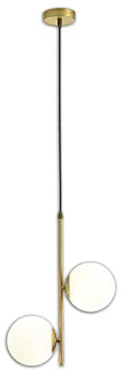 YHtech Modern Pendant Light Fixtures 2-Light Pendant Lamp 15cm Shade Hanging Light Pendant Lighting for Bedroom (Gold Hardware+White Shade)