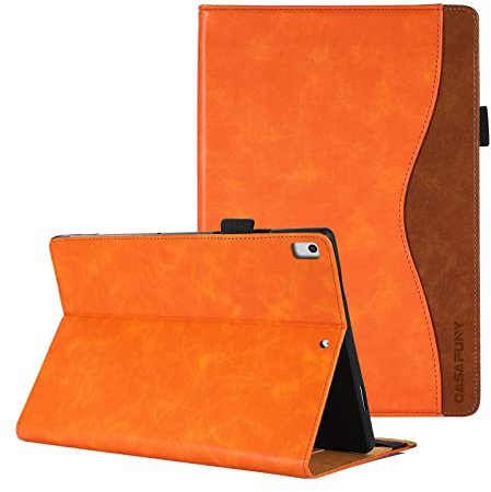 CASAFUNY Coque pour iPad 9.7 Pouces 2018/2017(6ème / 5ème Génération), Coque iPad Air 1/2, iPad Pro 9.7 Étui de Protection Cover Case Cuir PU Housse Étui avec Veille/Réveil Automatique, Orange