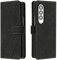 OKZone Kompatibel mit Samsung Galaxy Z Fold 3 Hülle, Handyhülle Samsung Z Fold 3, PU Leder Tasche Wallet Schutzhülle Flip Cover Klappbar Brieftasche Etui mit Magnet Kartenfach TPU Lederhülle (Schwarz)
