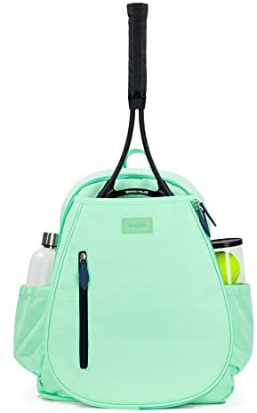 Ame & Lulu Game Time Tennis-Rucksack – enthält gepolsterte und verstellbare Träger – Zwei Außentaschen für Wasserflaschen – Mint/Marineblau