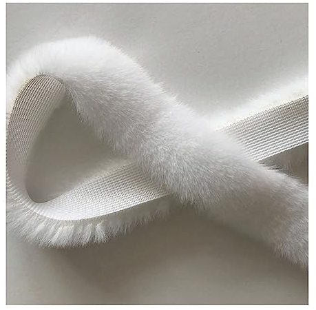 Yurosiay 5 Stück 1m×1cm Kunstfell Bordüre DIY Handgemachte Kunstpelzband Weich Flauschig Kunstfell Borte Plüsch Borte zum Nähen Künstliche Fellborte für Kostüme Basteln Kapuzen Weiße