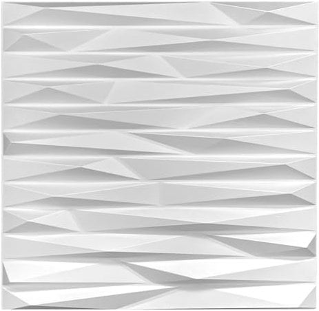 50cm x 50cm 3 m² 3D Paneele PVC Kunststoffpaneele 12 Stück Wandpaneele Gaming Zimmer Wand Decke 3D Optik Ramzes PVC 3D Platten, D125 Weiß